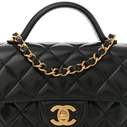 Chanel Lambskin Quilted Small Flap Top Handle Bag Black 8 of 13