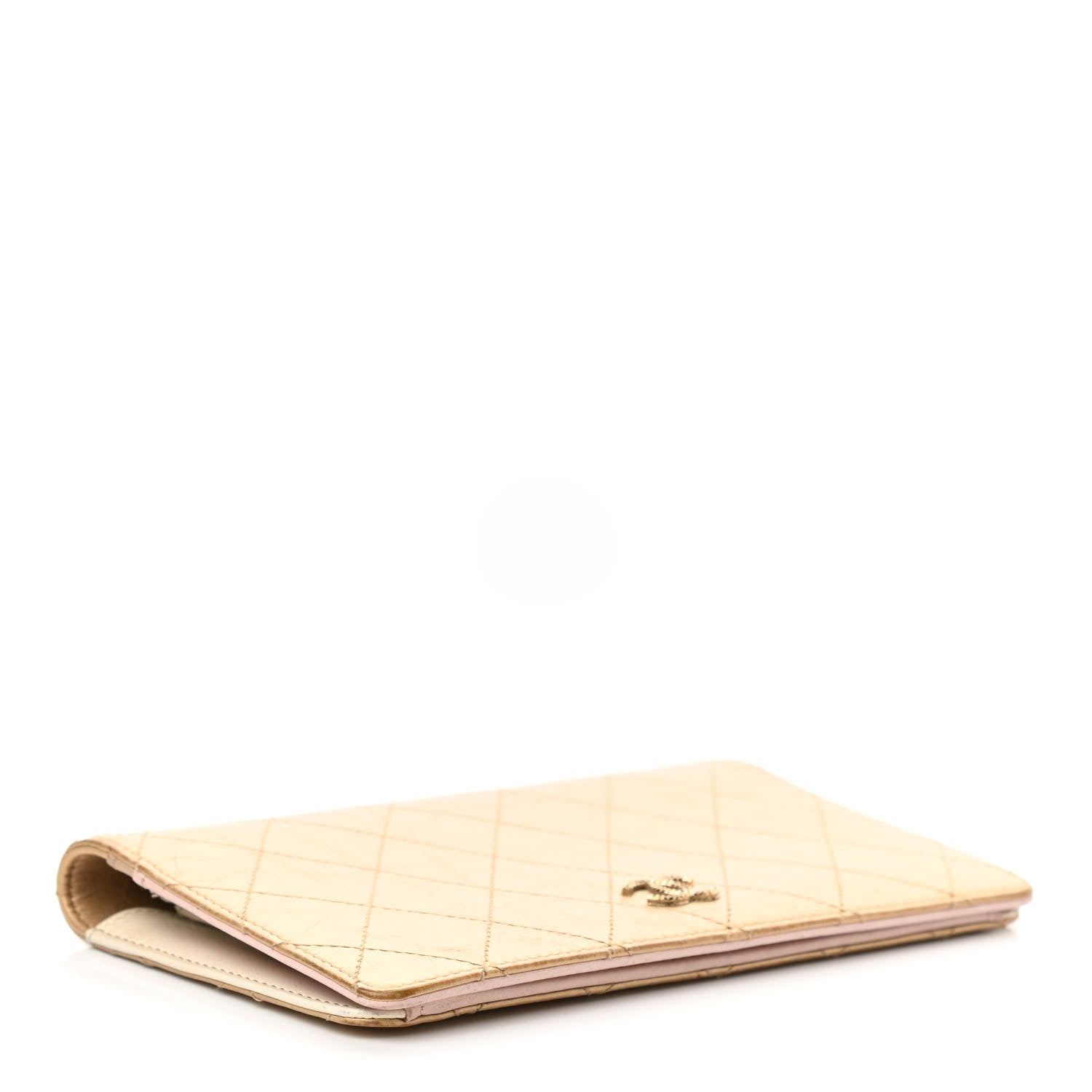 Chanel Metallic Calfskin Diamond Stitched Yen Wallet Gold 3 of 12