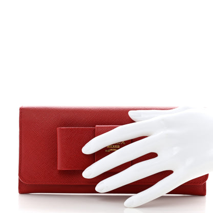 Prada Saffiano Fiocco Bow Continental Wallet Fuoco 2 of 10