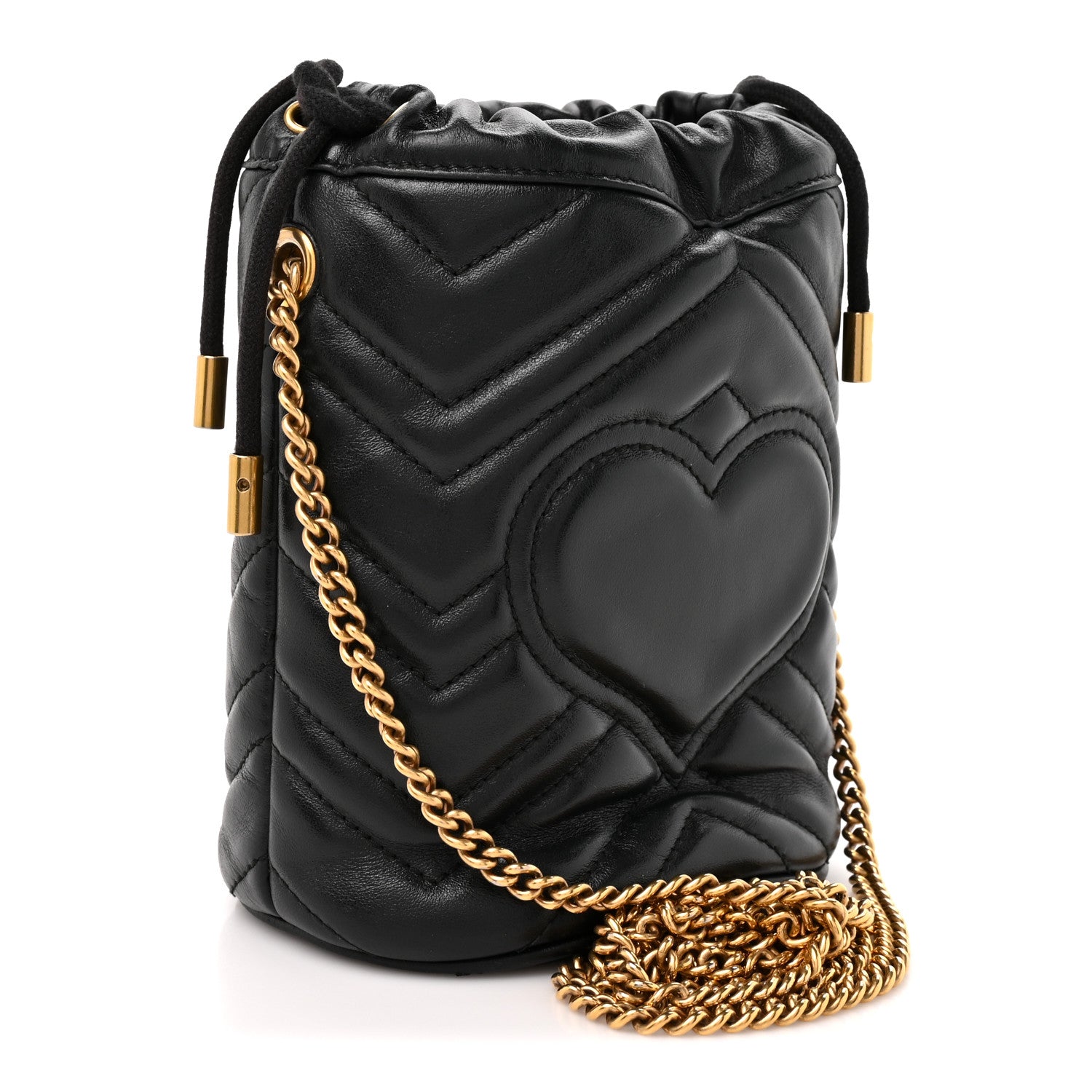 Gucci Calfskin Matelasse Mini GG Marmont 2.0 Bucket Bag Black 3 of 12