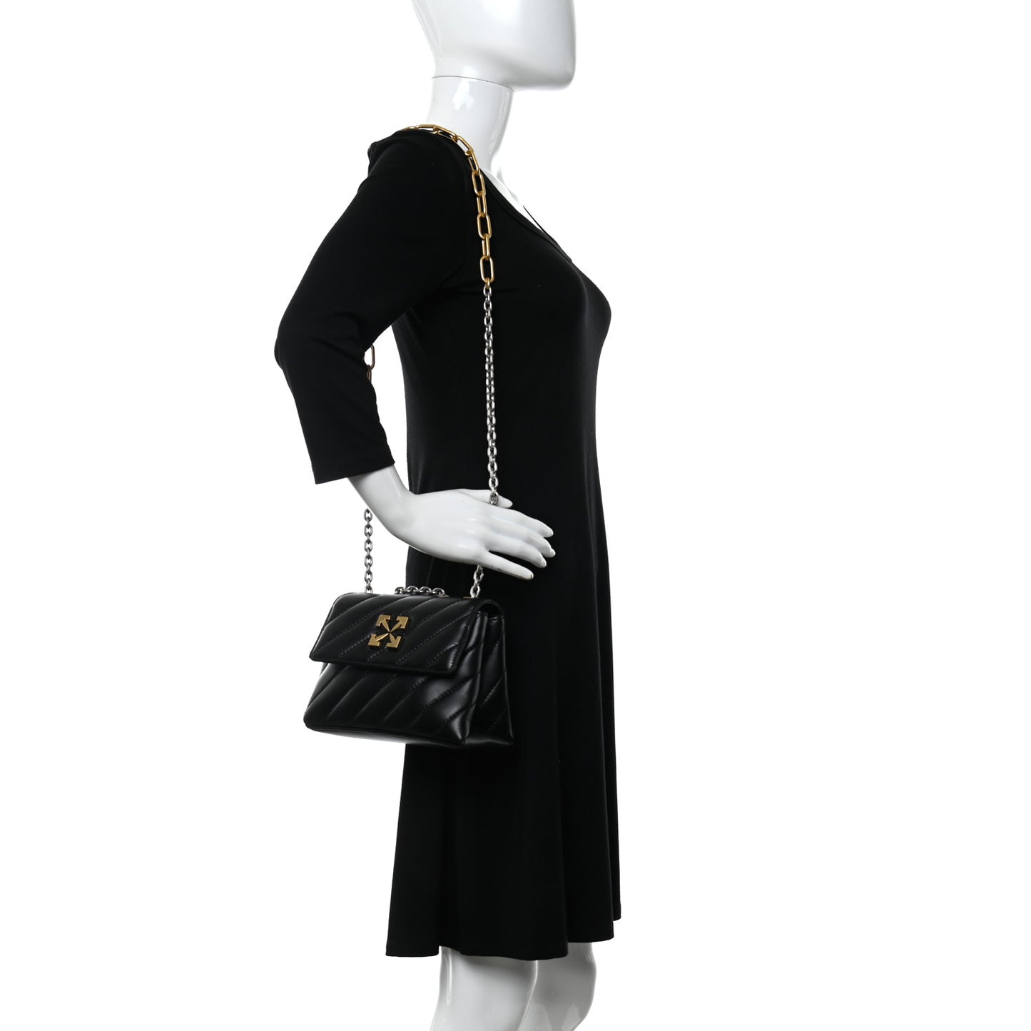 Calfskin Diagonal Quilted Jackhammer 19 Shoulder Bag Black