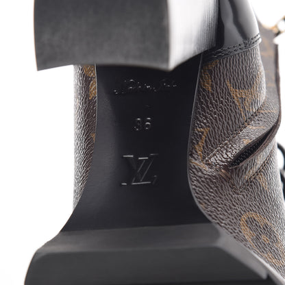 Louis Vuitton Patent Calfskin Monogram Star Trail Ankle Boots 36 Black 6 of 7