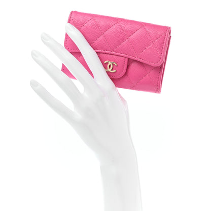 Chanel Caviar Quilted Flap Card Holder Wallet Dark Pink 2 of 10