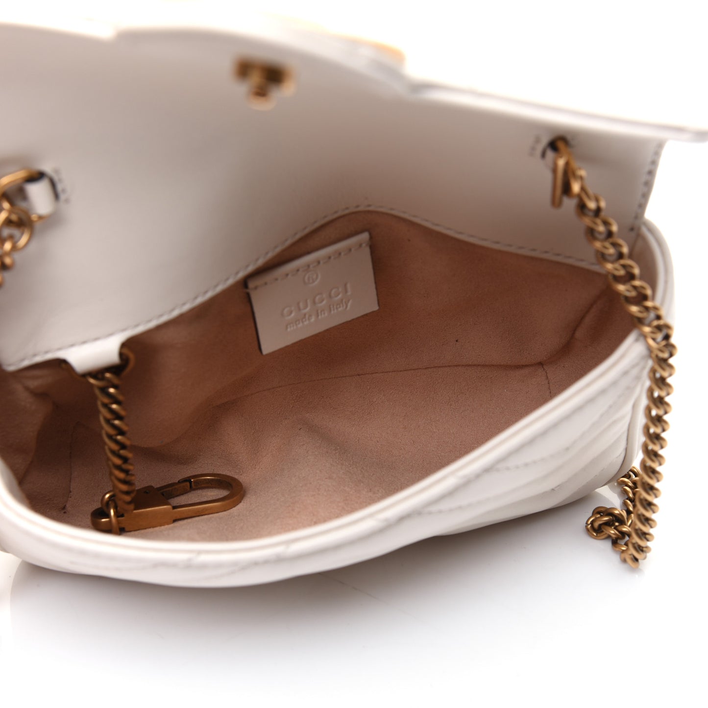 Calfskin Matelasse Super Mini GG Marmont Shoulder Bag White
