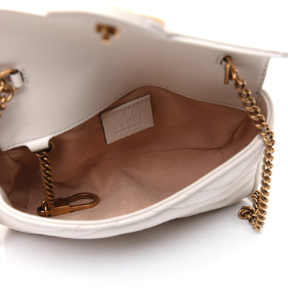 Gucci Calfskin Matelasse Super Mini GG Marmont Shoulder Bag White 5 of 14