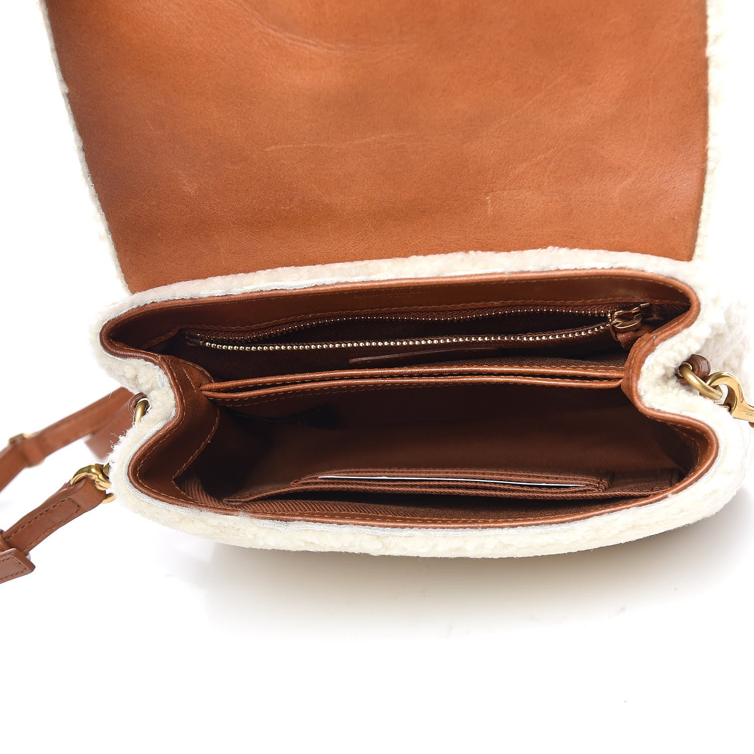 Saint Laurent Shearling Toy Loulou Shoulder Bag Natural 5 of 13