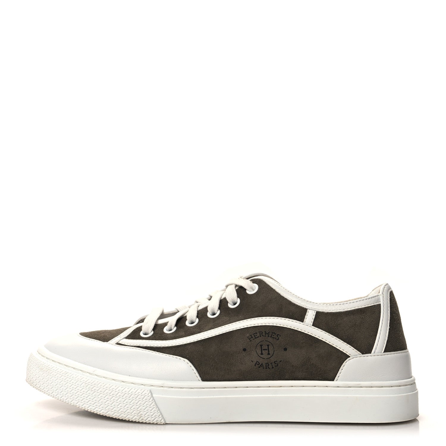 Hermes Suede Goatskin Calfskin Womens Get Sneakers 41 Vert Toundra White 1 of 9