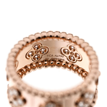 Van Cleef & Arpels 18K Rose Gold Diamond Small Perlee Clovers Ring 50/5.25 4 of 5