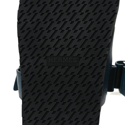 Hermes Epsom Mens Chypre Sandals 43 Bleu Canard 7 of 9