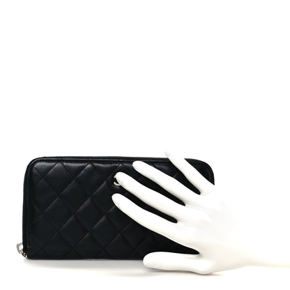 Chanel Lambskin Quilted Large Gusset Zip Around Wallet Black 4 of 18