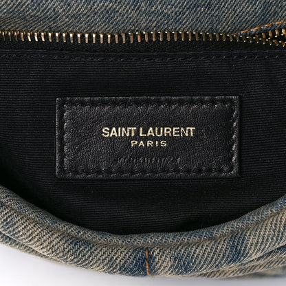 Saint Laurent Denim Quilted Toy Loulou Puffer Monogram Chain Satchel Blue Cinnamon 6 of 11
