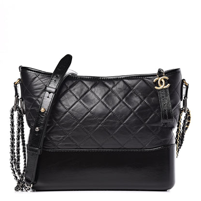 Chanel Aged Calfskin Quilted Medium Gabrielle Hobo Black 1 of 11