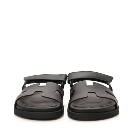 Hermes Calfskin Womens Chypre Sandals 39 Black 2 of 9