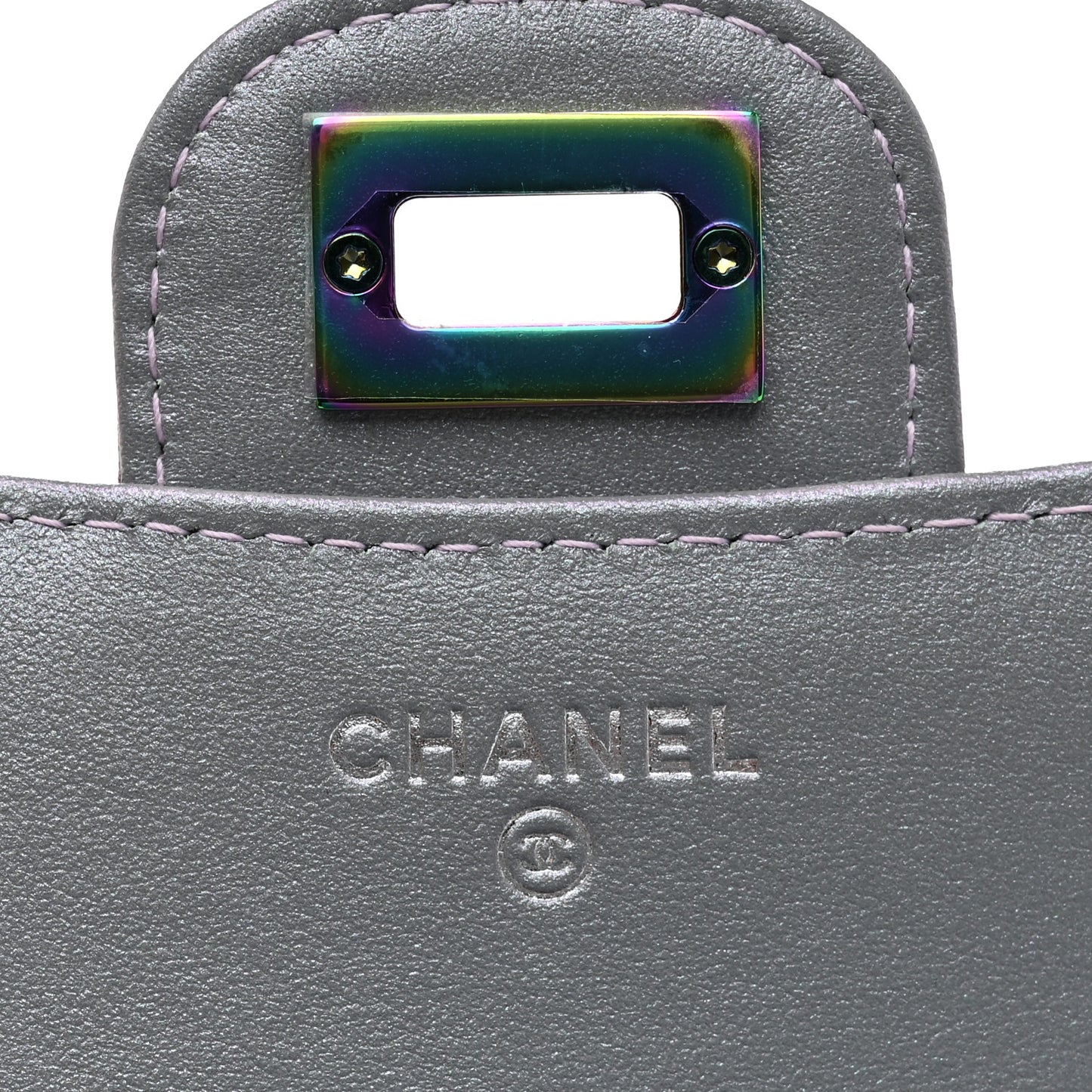 Iridescent Lambskin Quilted 2.55 Reissue Compact Flap Wallet Light Purple