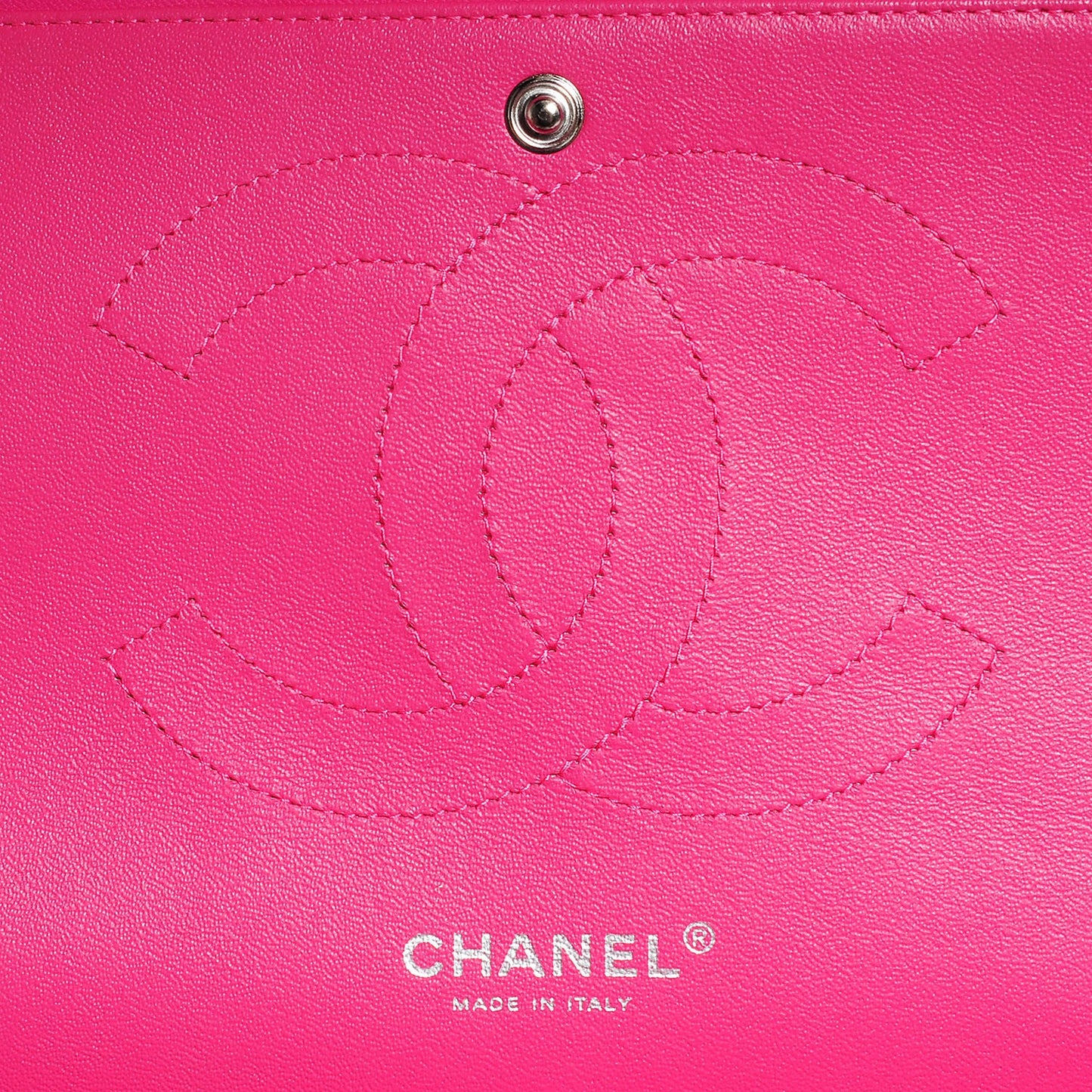 Patent Quilted Jumbo Double Flap Fuchsia