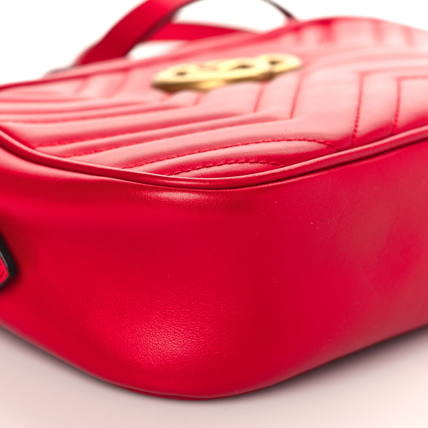 Gucci Calfskin Matelasse Small GG Marmont Chain Shoulder Bag Hibiscus Red 9 of 11