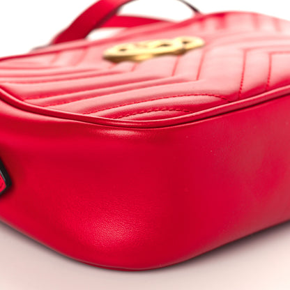 Gucci Calfskin Matelasse Small GG Marmont Chain Shoulder Bag Hibiscus Red 9 of 11