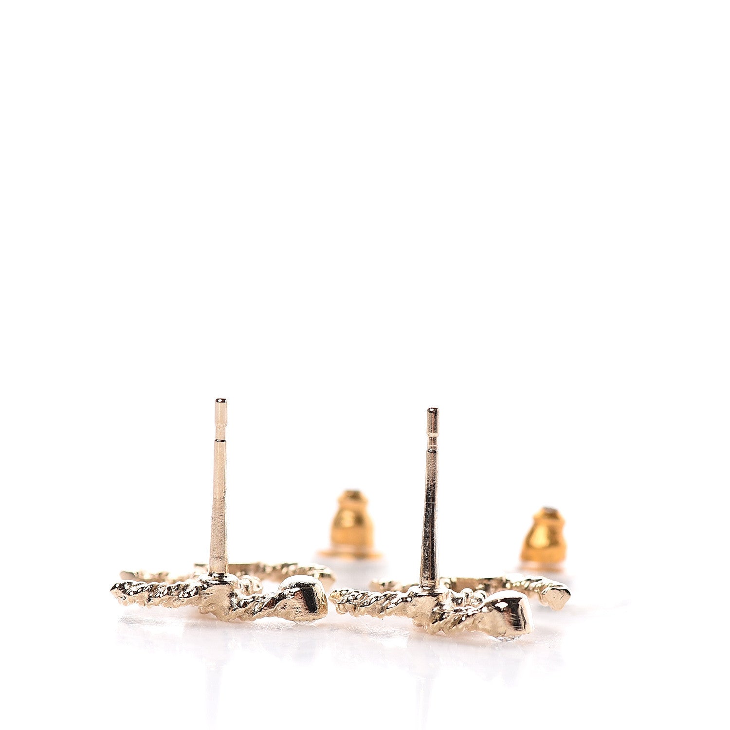 Chanel Crystal Twisted CC Earrings Gold 2 of 2