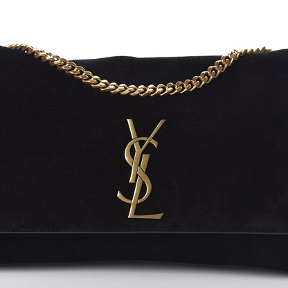 Saint Laurent Smooth Calfskin Suede Medium Reversible Monogram Kate Satchel Black 9 of 15