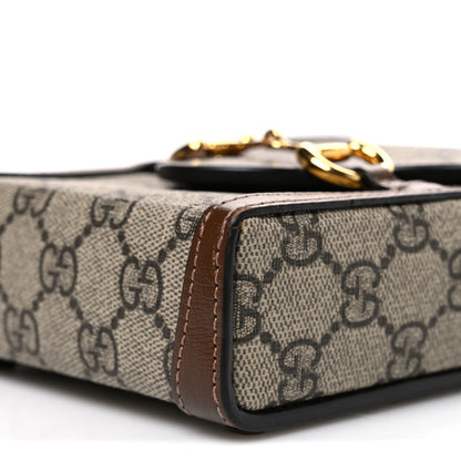 Gucci GG Supreme Monogram Mini Horsebit 1955 Crossbody Bag Beige Brown Sugar 10 of 12