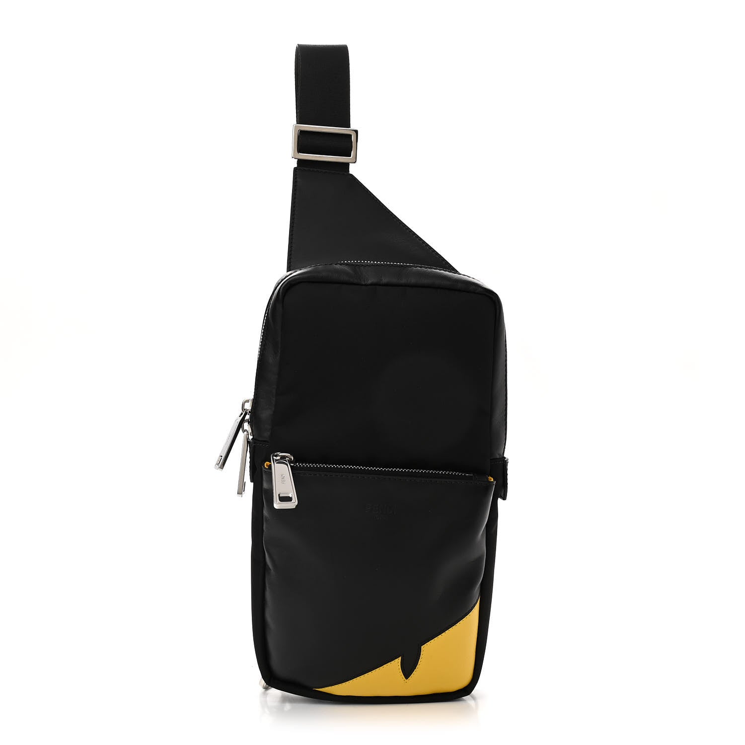 Fendi Nylon Vitello Grace Cruise Corner Bugs Sling Bag Black Sunflower 1 of 11