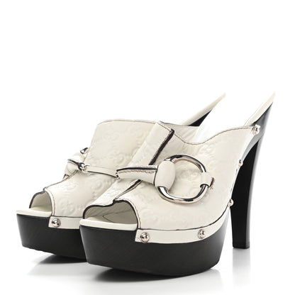 Gucci Cellarius Soft Calfskin Icon Bit Platform Clog High Heel Slide Sandals 40 Great White 3 of 9