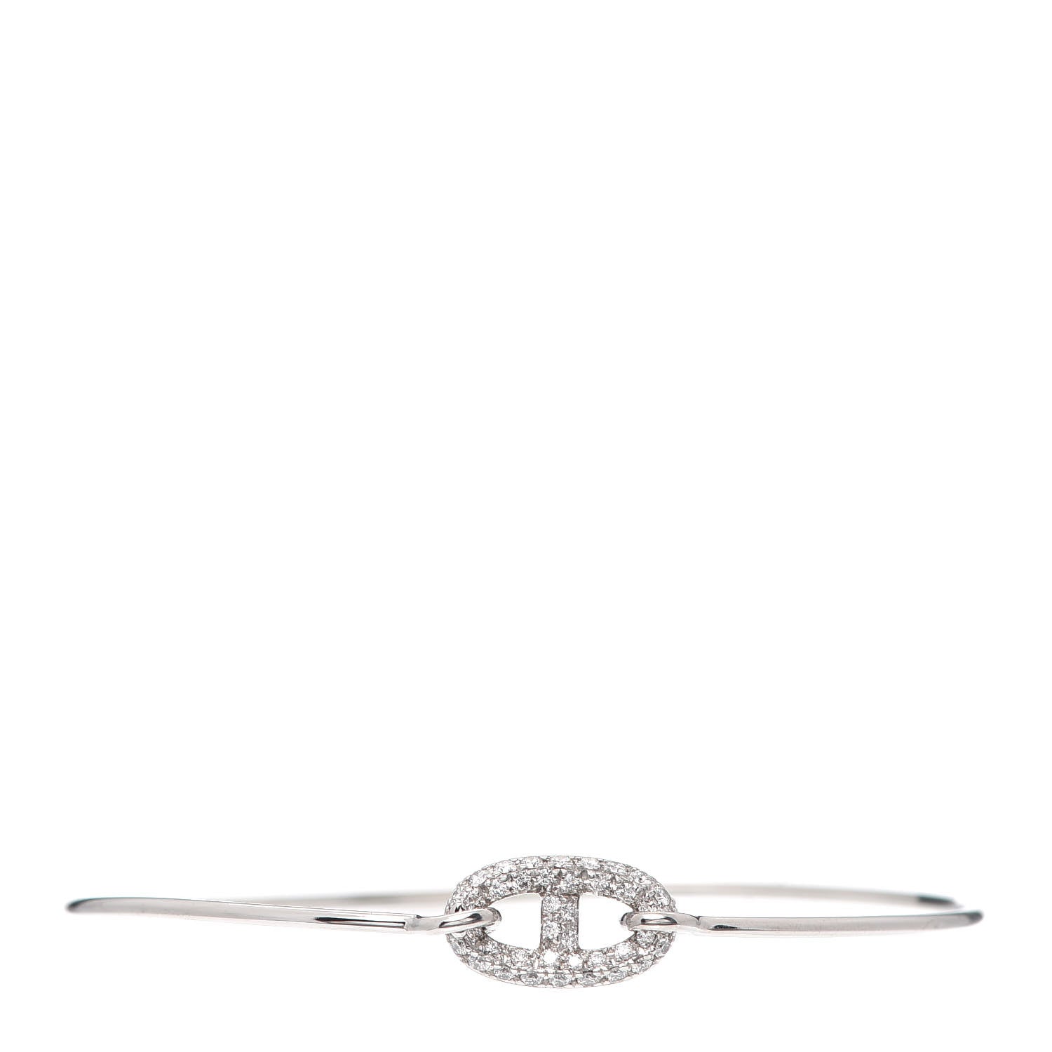 Hermes 18K White Gold Diamond PM Ronde Chaine d'Ancre Bracelet SH 1 of 5