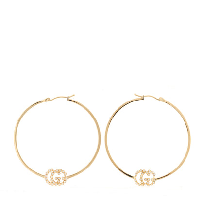 Gucci 18K Yellow Gold Diamond Large Running GG Hoop Earrings 3 of 7