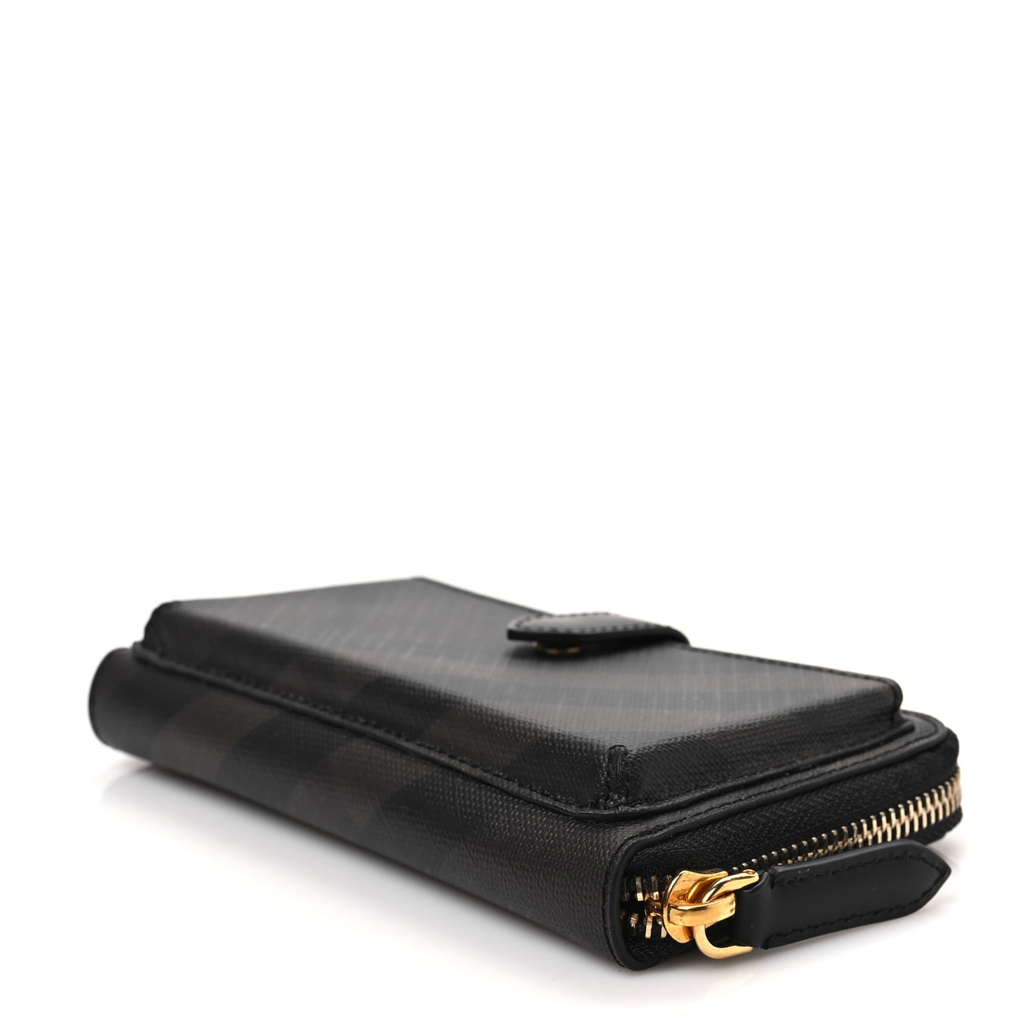 Smoked Check Zip Around Wallet Brown