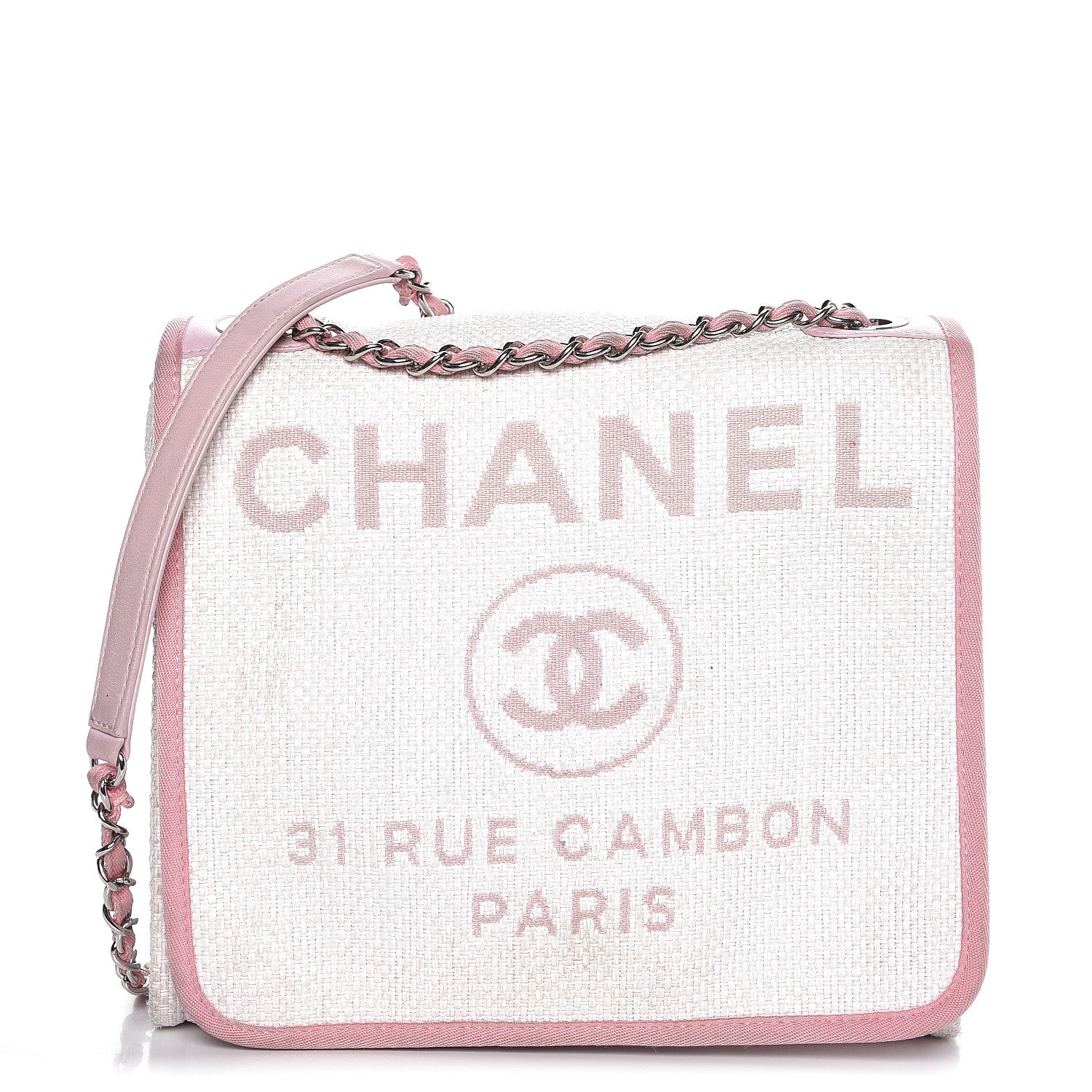 Chanel Woven Straw Raffia Small Deauville Messenger Light Pink 1 of 17