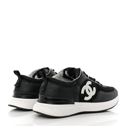 Chanel Calfskin Mesh Lycra Suede Womens Logo Sneakers 38.5 Black 4 of 8