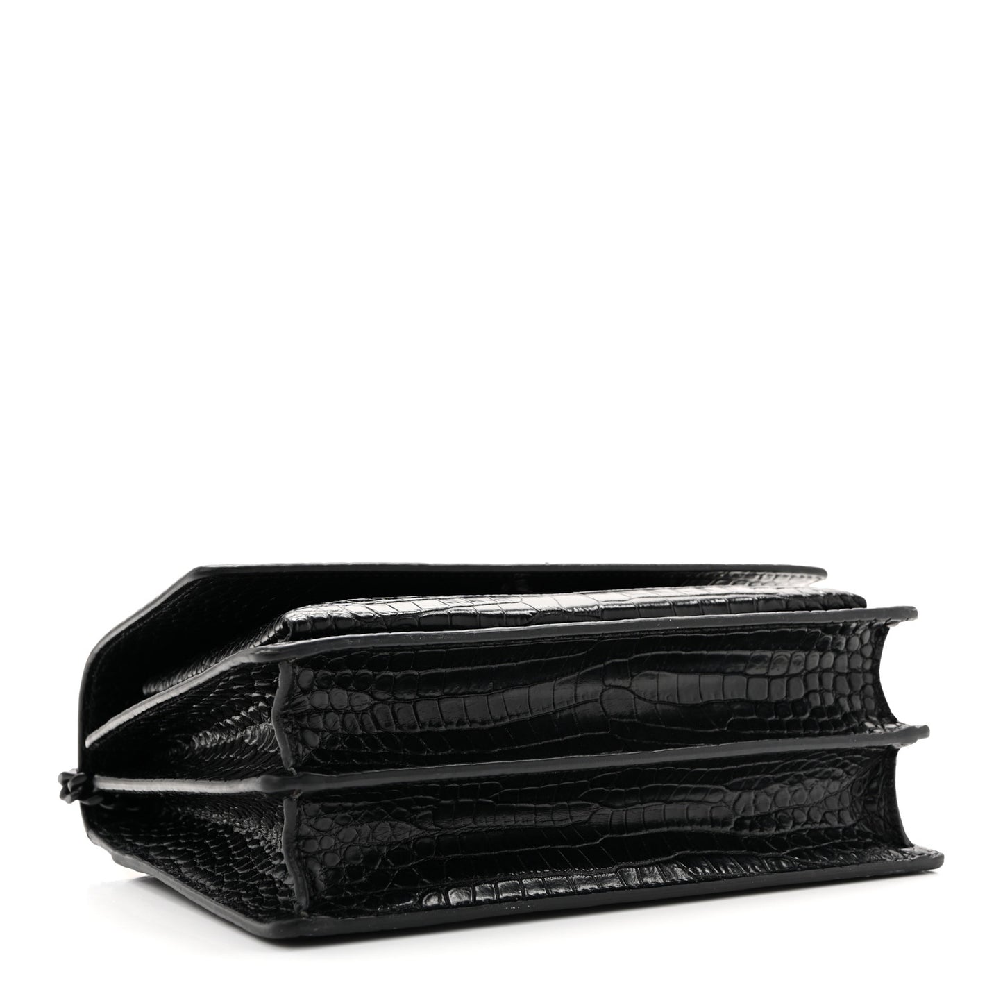 Calfskin Crocodile Embossed Medium Monochrome Monogram Sunset Black