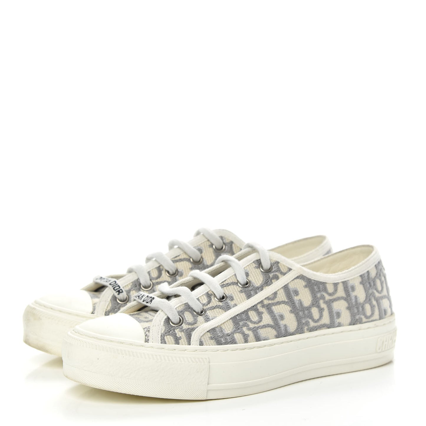 Canvas Oblique Walk'N'Dior Low Top Sneakers 36 Grey Stone