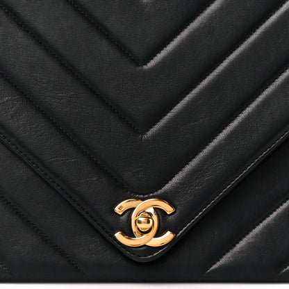 Chanel Lambskin Chevron Quilted Envelope Flap Black 10 of 12
