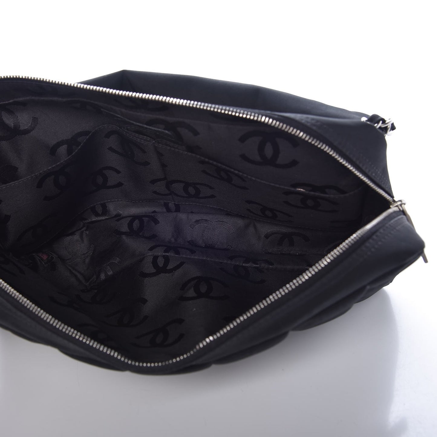 Nylon Square Quilted Flap Black