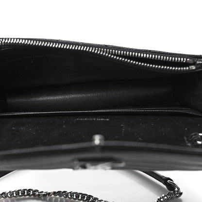 Saint Laurent Grain De Poudre Matelasse Chevron Monogram Envelope Chain Wallet Black 5 of 13