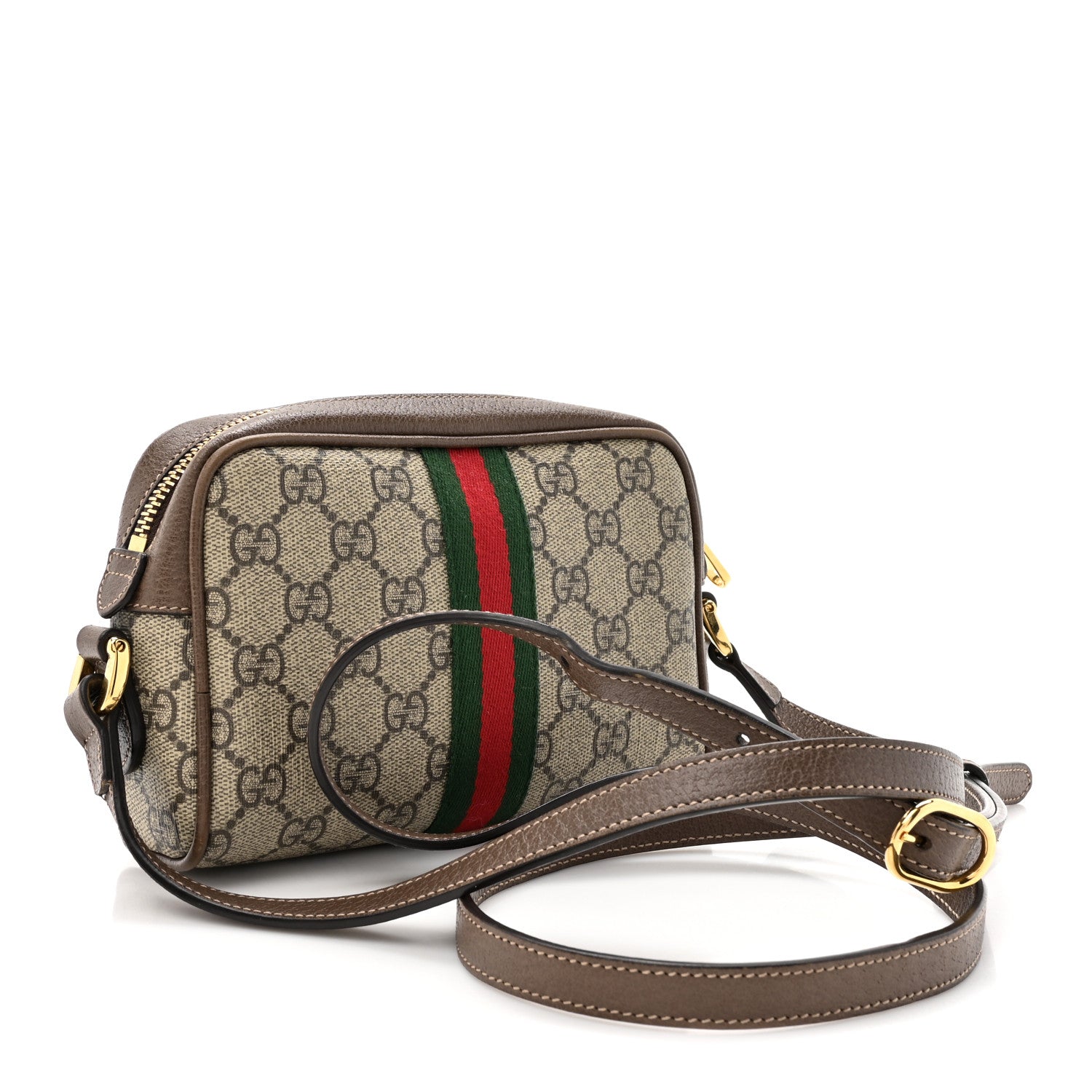 Gucci GG Supreme Monogram Web Mini Ophidia Shoulder Bag Brown 3 of 14