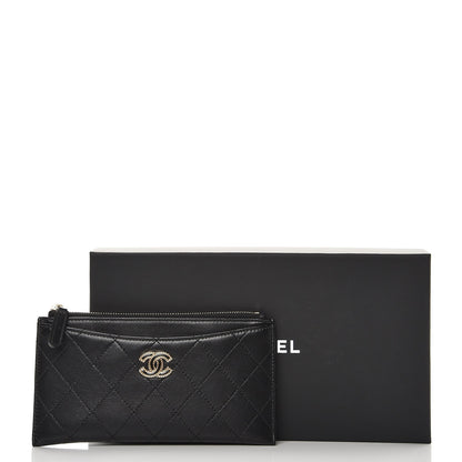 Chanel Lambskin Quilted Zip Pouch Black 8 of 8