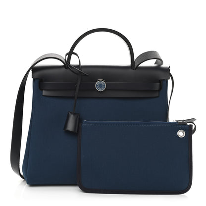 Hermes Military Toile Vache Hunter Herbag Zip PM 31 Deep Blue Indigo 1 of 18