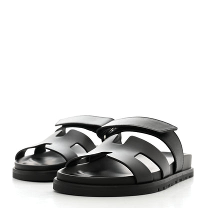 Hermes Calfskin Womens Chypre Sandals 36 Black 3 of 9