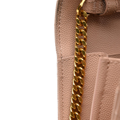 Saint Laurent Grain De Poudre Matelasse Chevron Monogram Chain Wallet Pale Pink 10 of 12