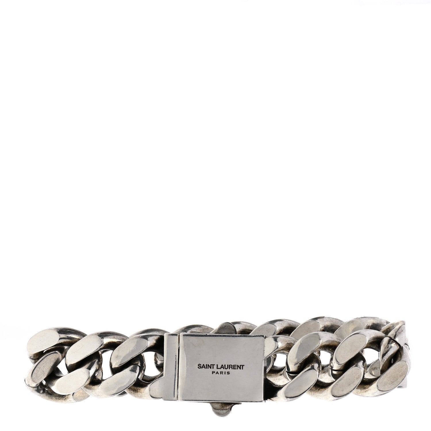 Saint Laurent Metal Curb Chain Bracelet Oxidized Silver 1 of 4