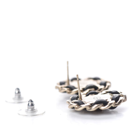 Chanel Lambskin Chain Around CC Earrings Light Gold Black 3 of 5