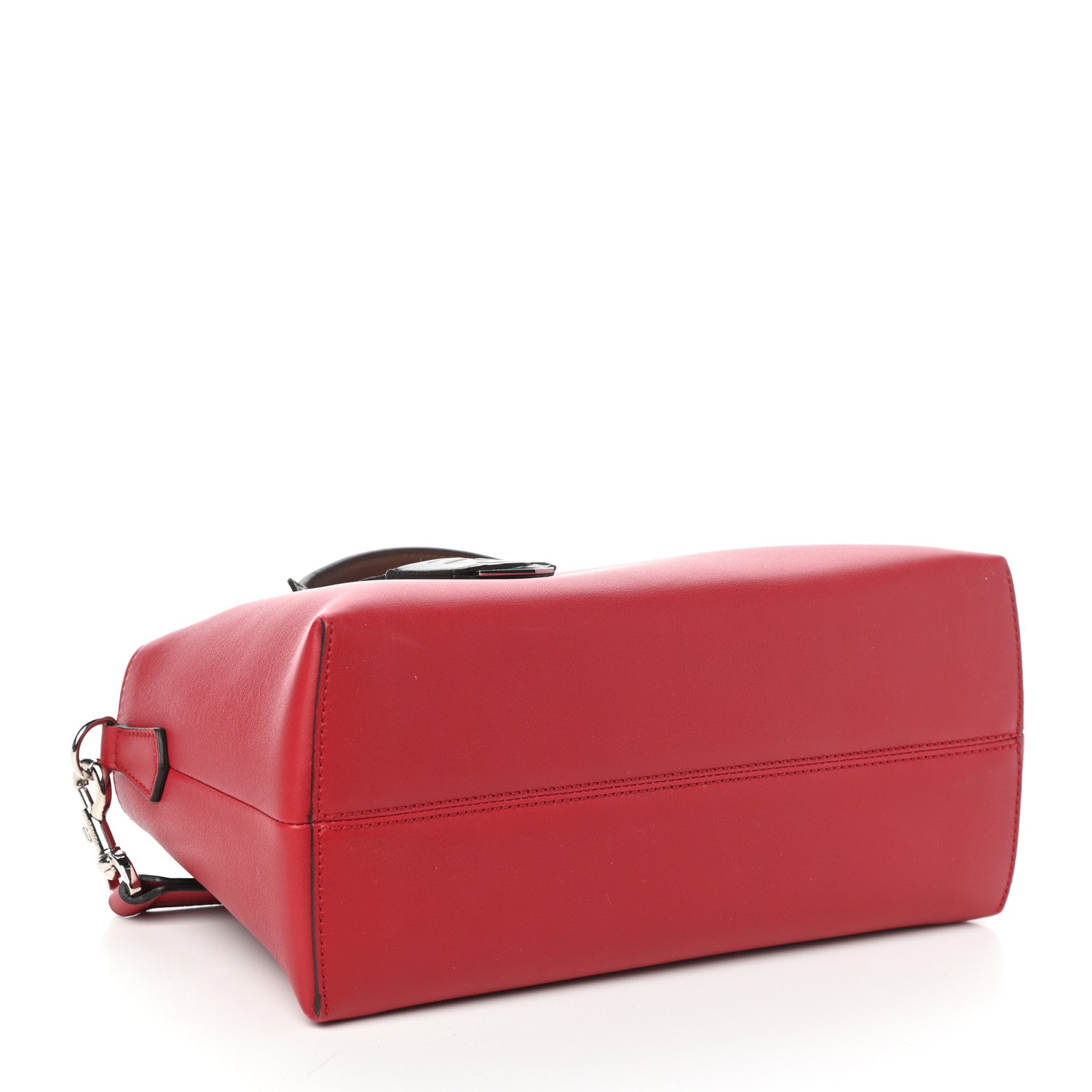 Fendi Vitello Dolce Bi-Color FF 1974 Embossed Medium By The Way Boston Bag Fragola Maya Black 4 of 9