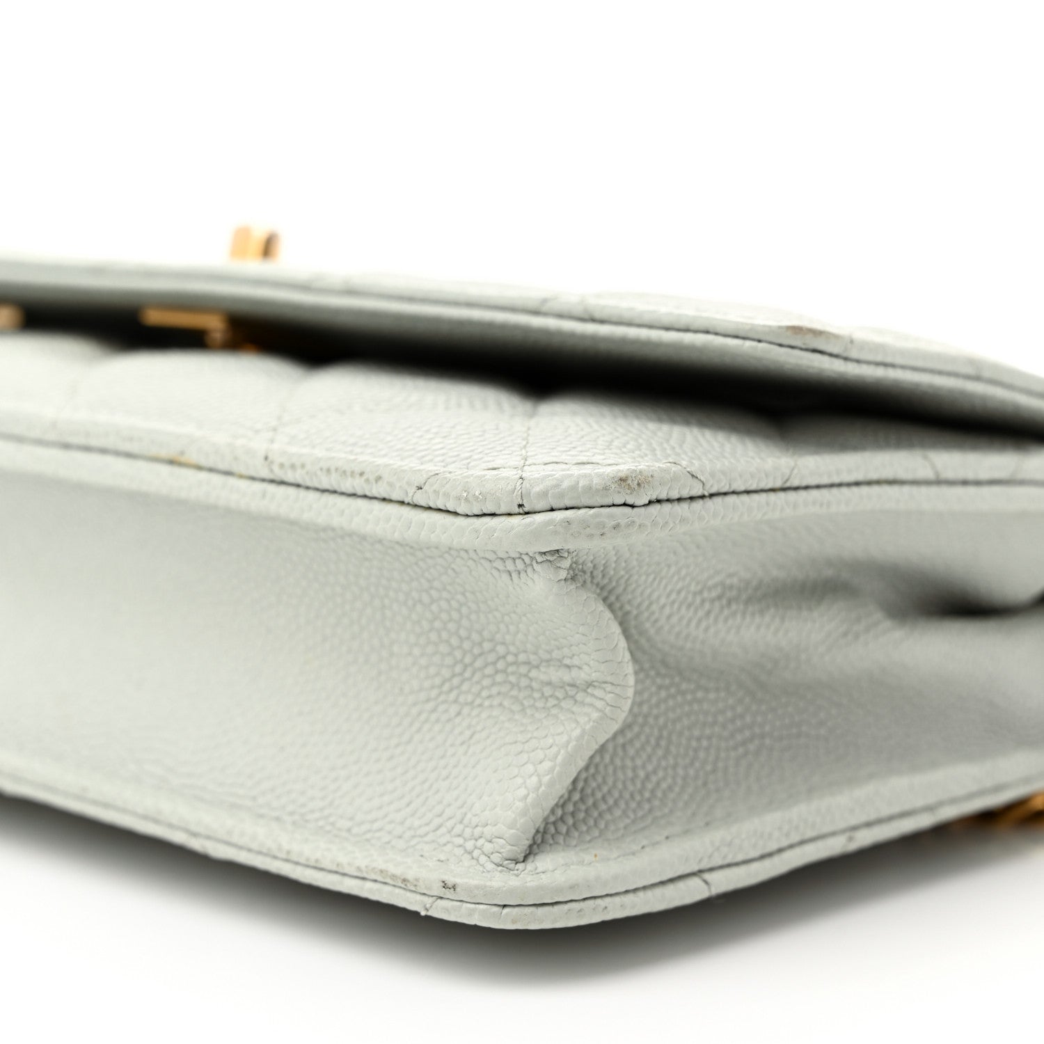 Chanel Caviar Quilted Medallion Wallet on Chain WOC Light Grey 10 of 12