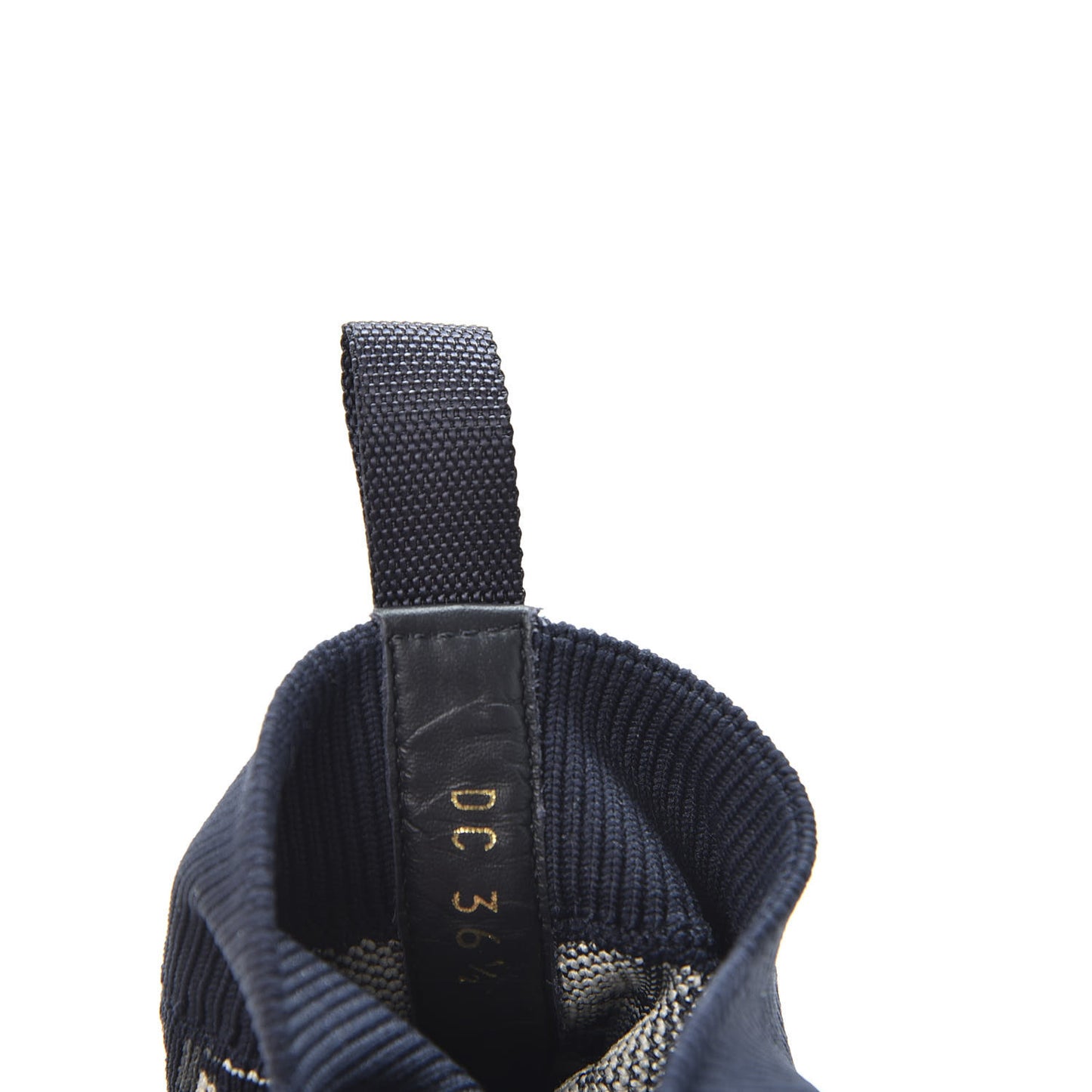 Technical Canvas Mesh Calfskin Womens Oblique Walk'n Dior High Top Sneakers 36.5 Deep Blue