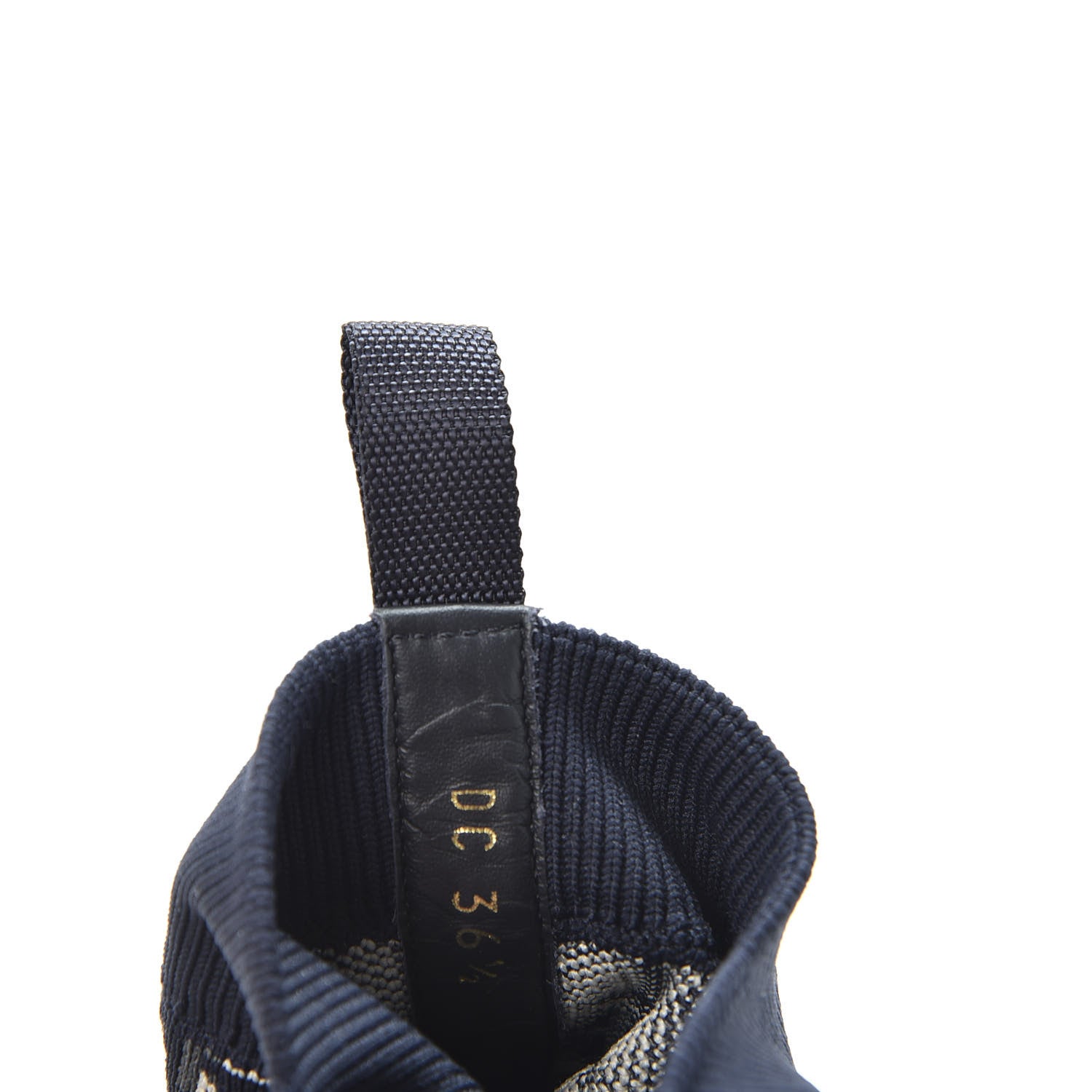 Christian Dior Technical Canvas Mesh Calfskin Womens Oblique Walk'n Dior High Top Sneakers 36.5 Deep Blue 10 of 11