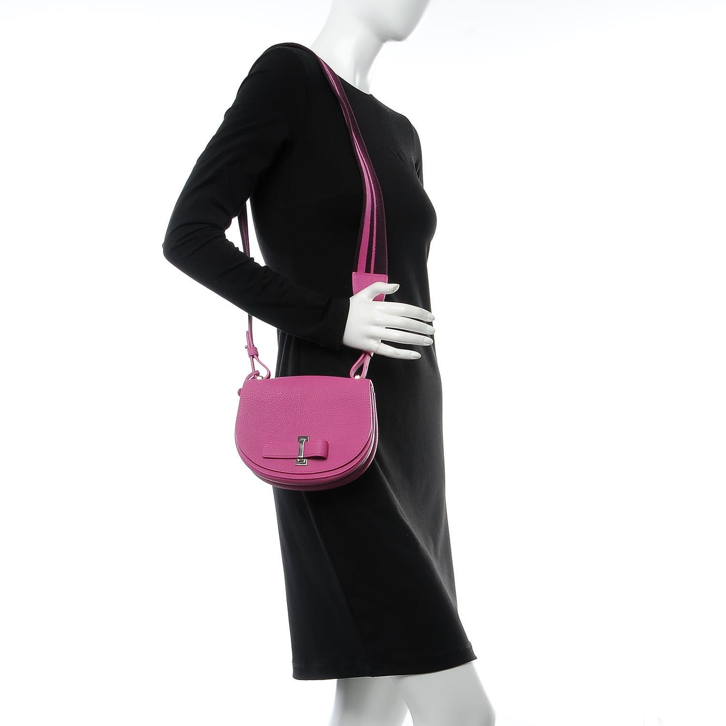 Crispy Calfskin Mini Le Mutin Saddle Bag Fuchsia