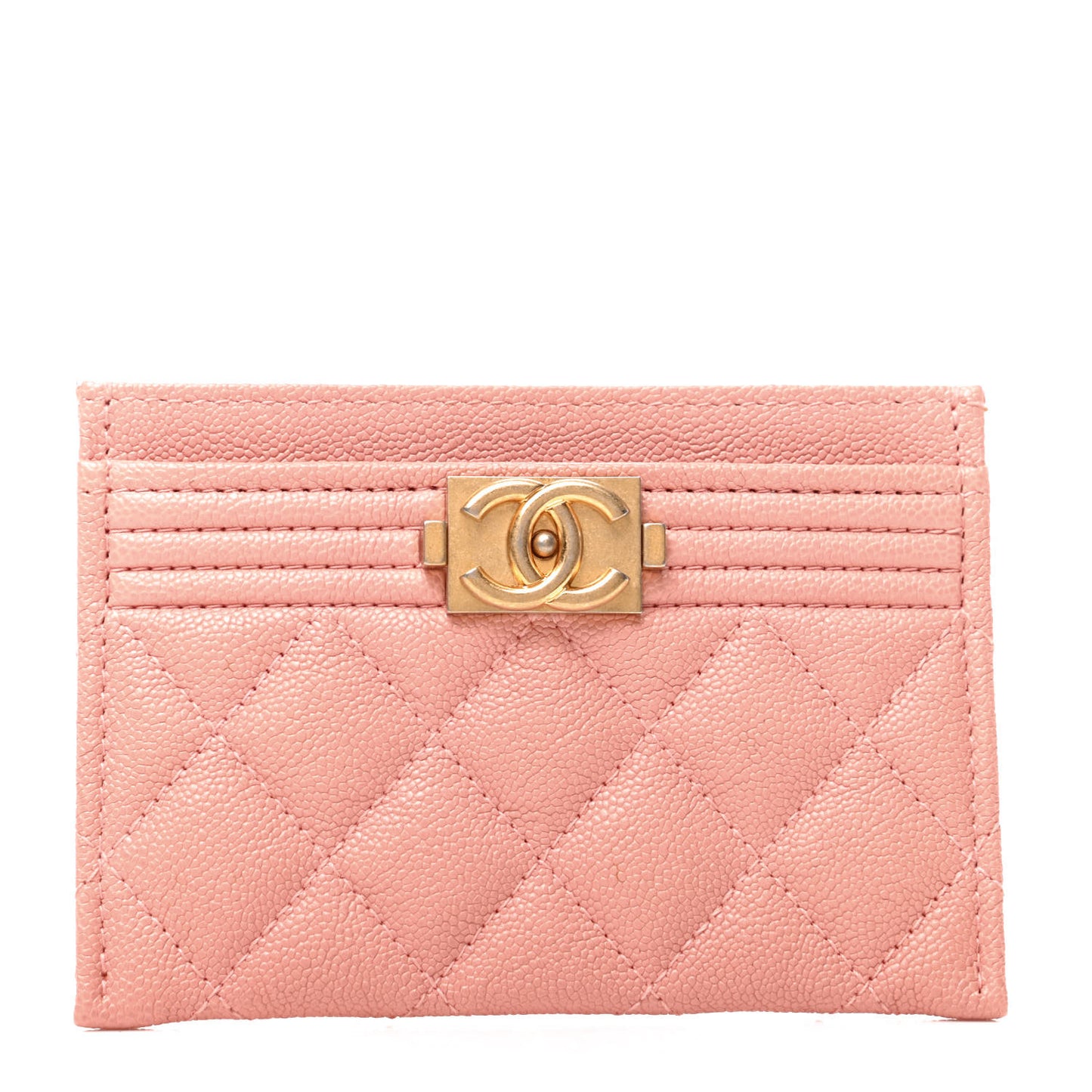Caviar Quilted Boy Card Holder Pink