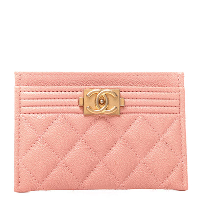 Chanel Caviar Quilted Boy Card Holder Pink 1 of 8